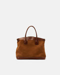 Borsa shopping in suede e cuoio