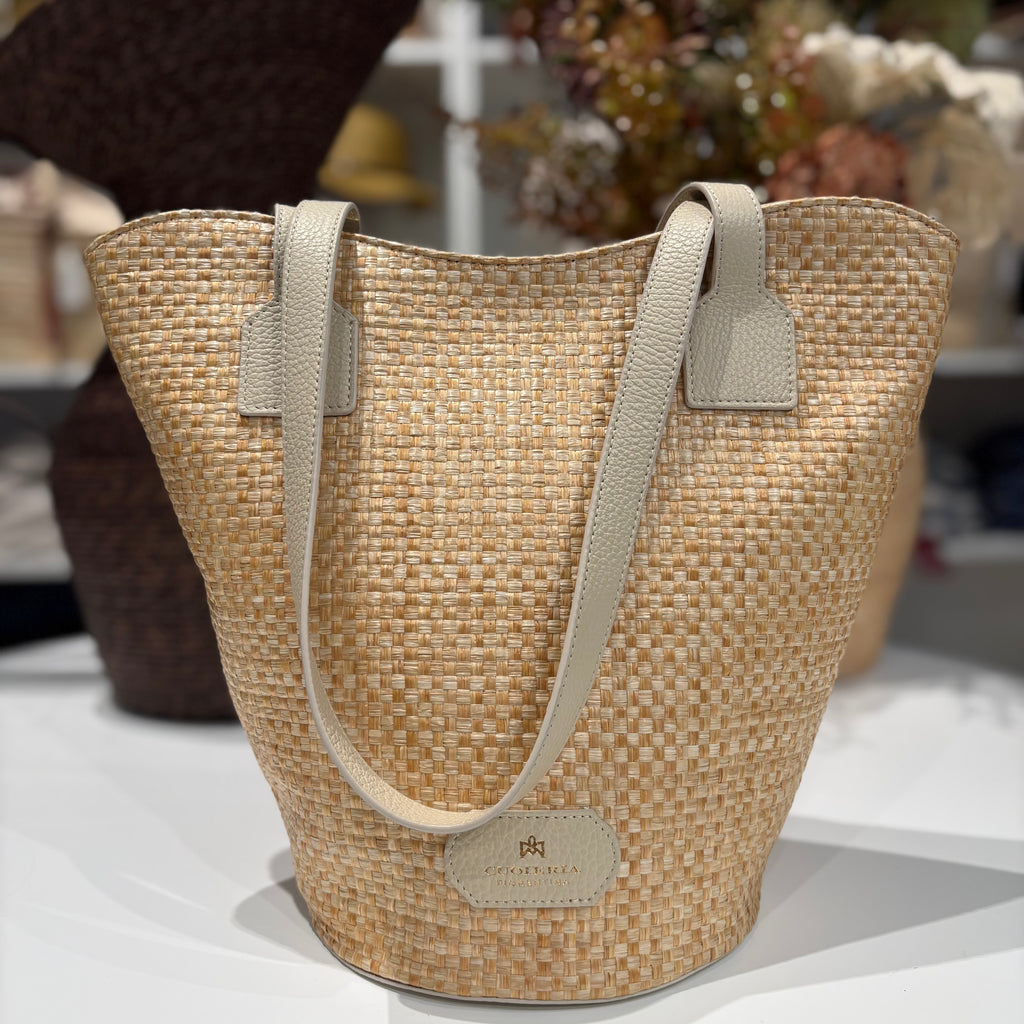 Borsa in paglia e pelle