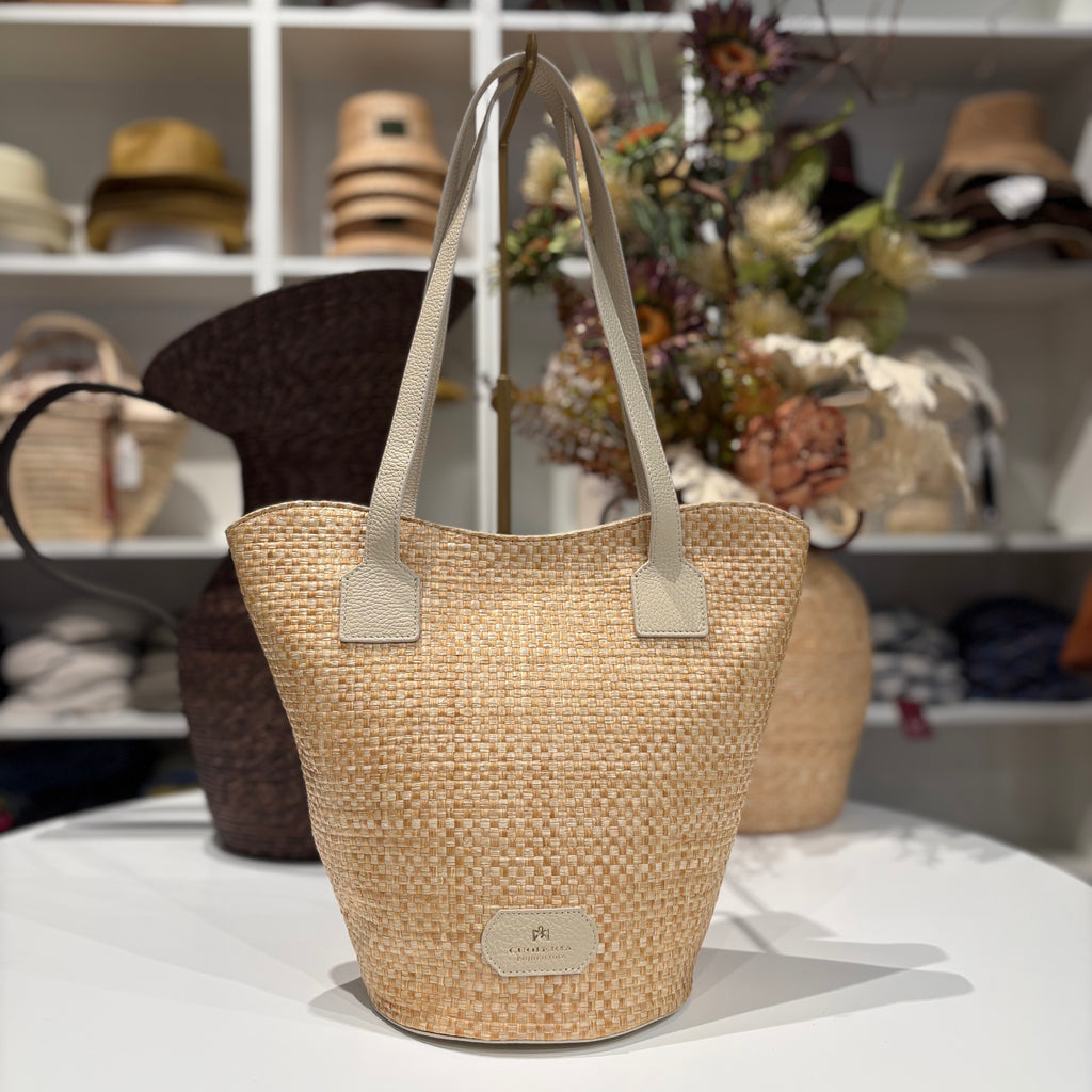 Borsa in paglia e pelle