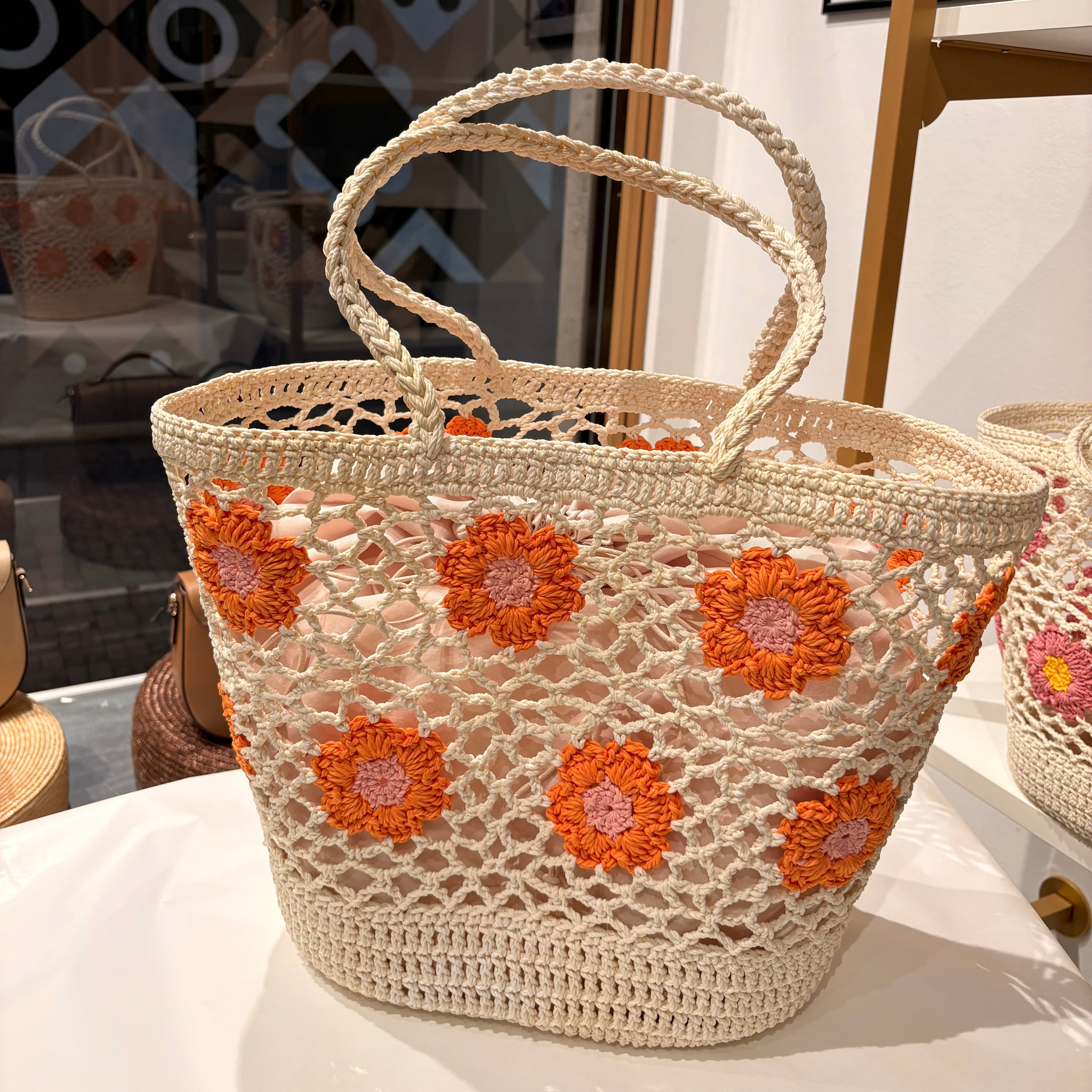 Cesta macramè arancione