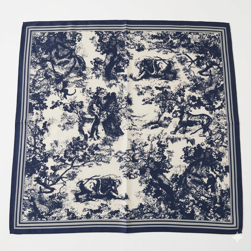 Foulard in seta toile de jouy