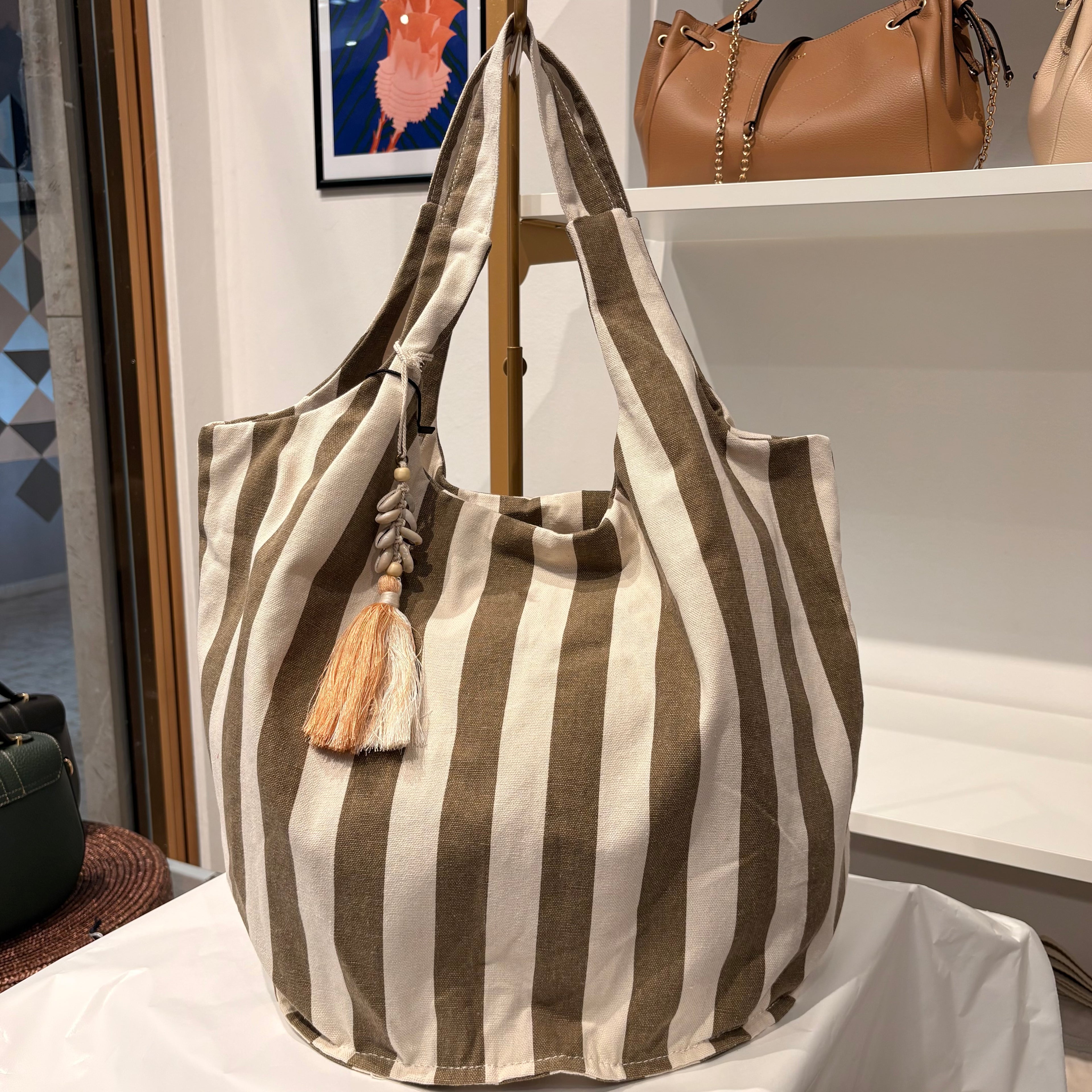 Borsa da mare righe verde